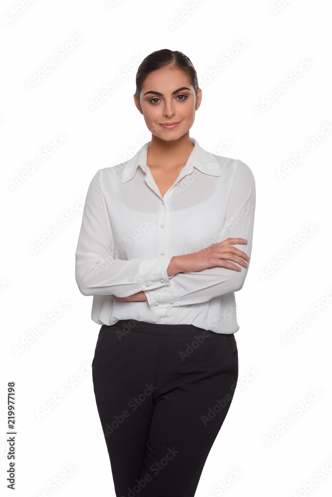 Cheerful young businesswoman with a pleasant smile