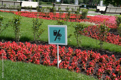 Keep off the Grass Sign in Park, Moscow, Russia