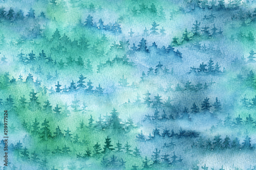 Naklejka premium Forest in fog