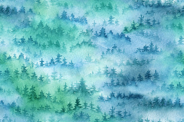Fototapete Waldmuster Nebelverhangener Wald am frühen Morgen  © Sveta_Aho