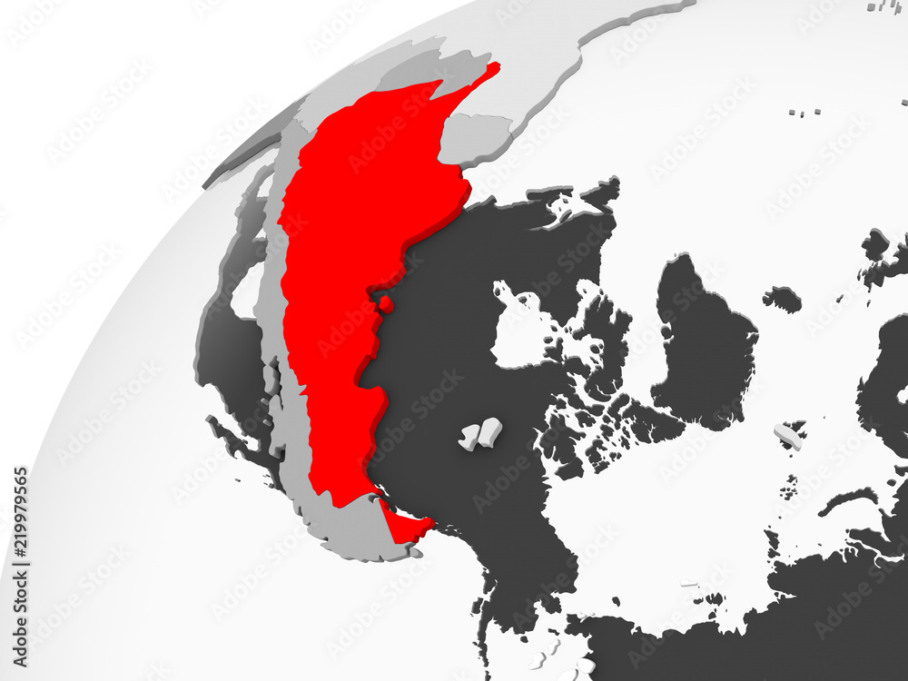 Obraz premium Argentina on grey political globe