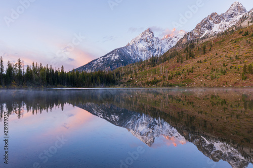 Teton Autumn Reflection at Sunrise in String Lake © natureguy