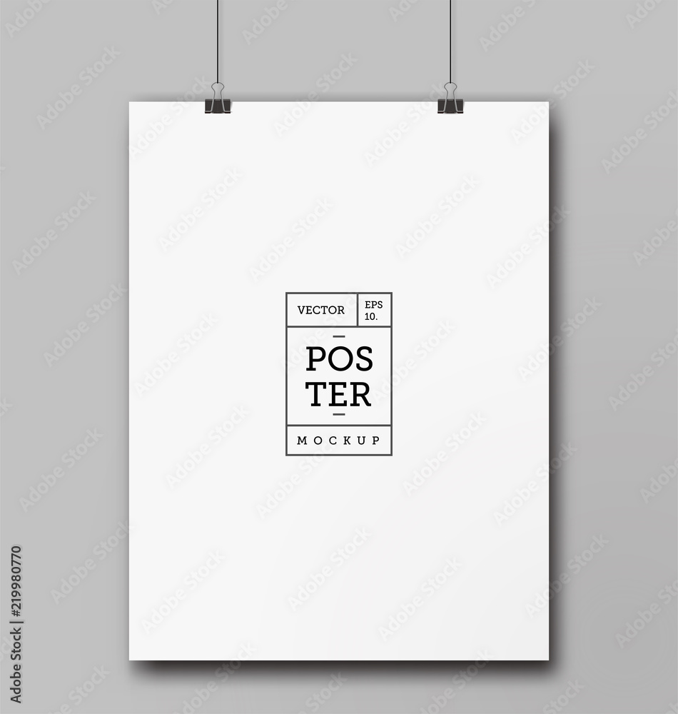 Realistic Blank Poster mockup. Poster template. Vector illustration. 