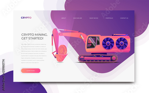 GPU Miner Digger. Cryptocurrency mining themed banner template.