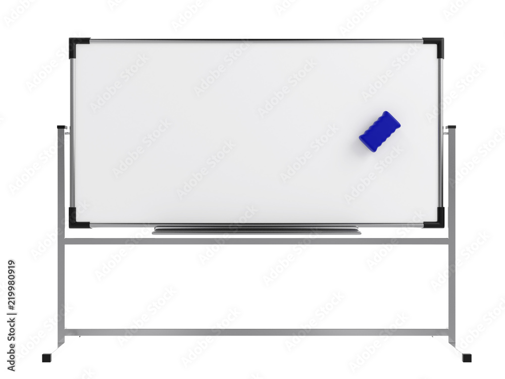 Obraz premium Empty whiteboard (magnetic board) isolated on white. Mockup template - 3D rendering