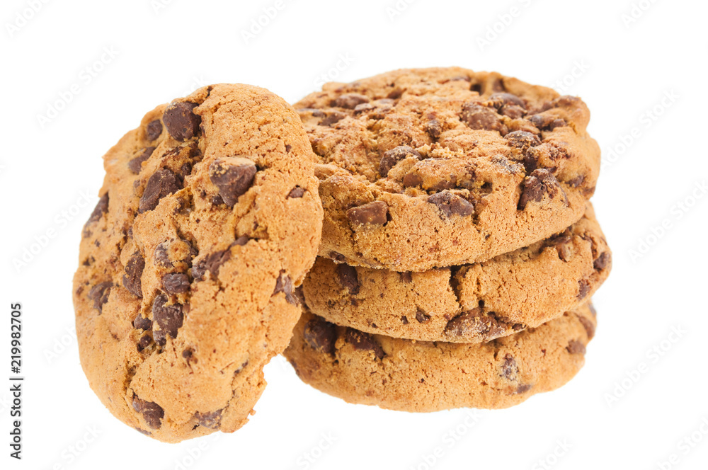 Chocolate cookies close up on white background Chocolate cookies close up on white background