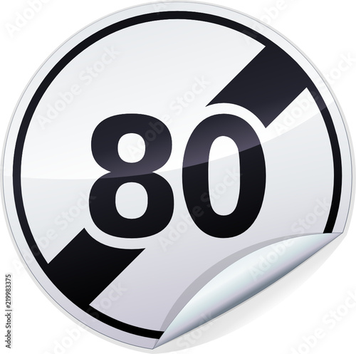 Sticker panneau de signalisation fin de limitation de vitesse à 80