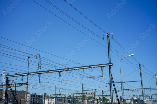 overhead power lines to power electric trains