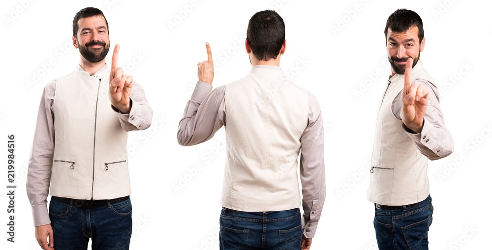 Set of Handsome man with vest counting one