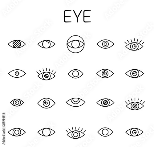 Eye related vector icon set.