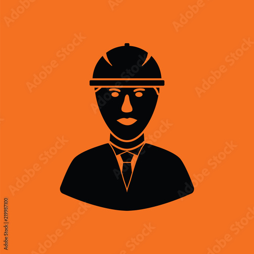 Icon of construction worker head in helmet