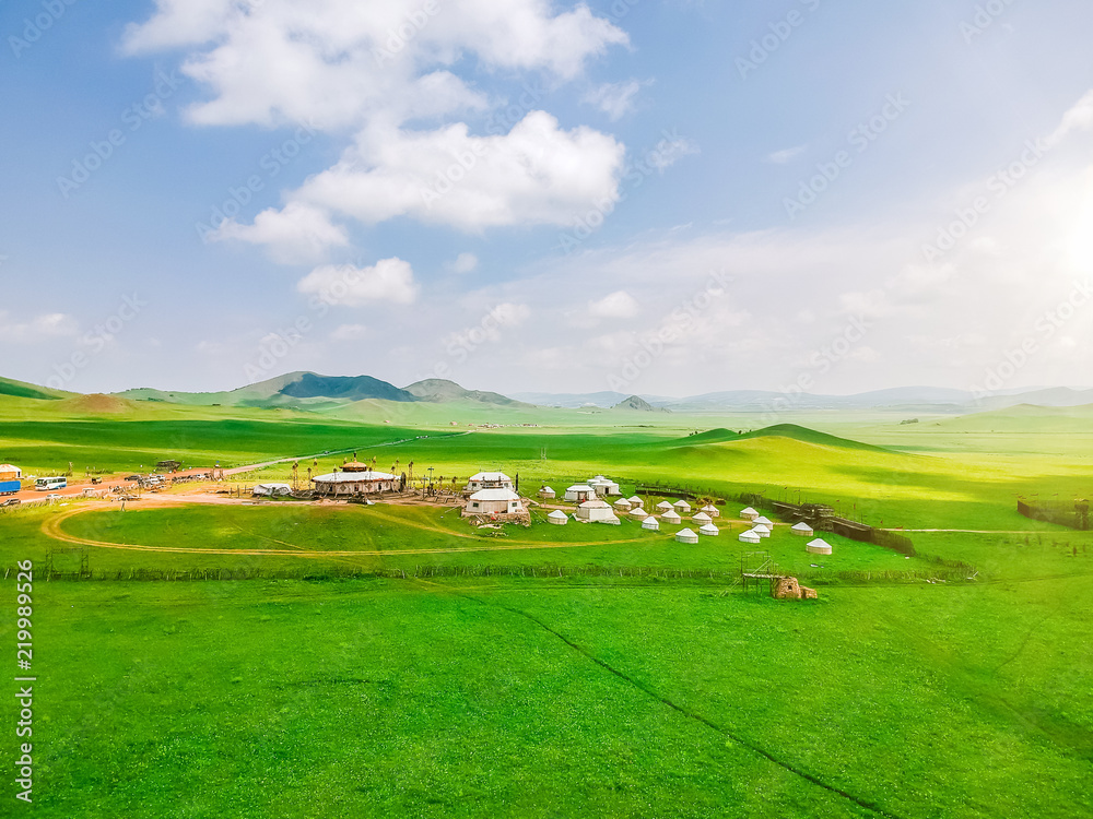 Naklejka premium Aerial photography Ulan Buddhism grassland