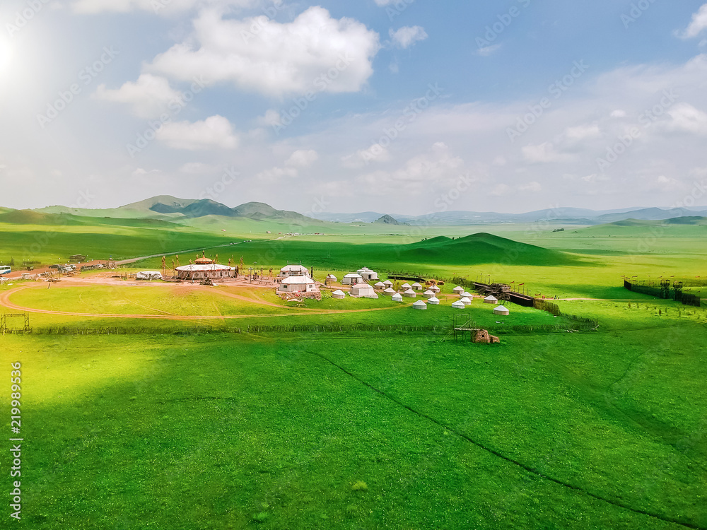 Naklejka premium Aerial photography Ulan Buddhism grassland