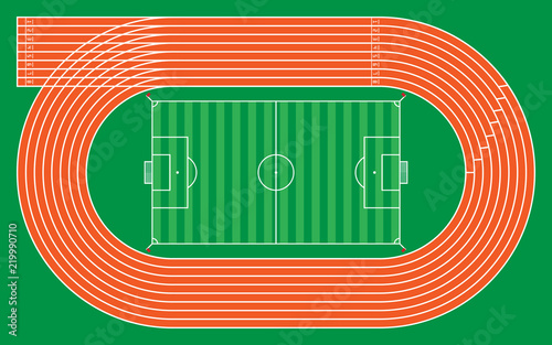 eight running tracks with football stadium for pattern and design,vector illustration