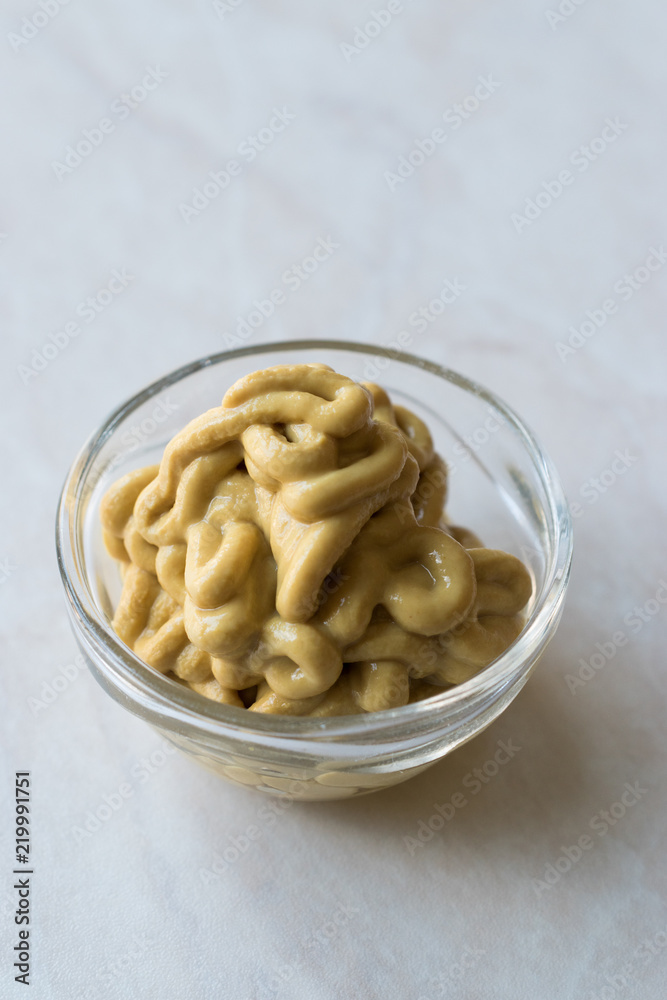Mustard Sauce in Small Glass Bowl. Mustard Sauce in Small Glass Bowl.