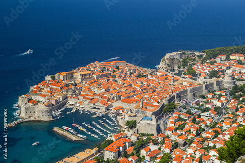 Overview to the old town of Dubrovnik, Croatia.