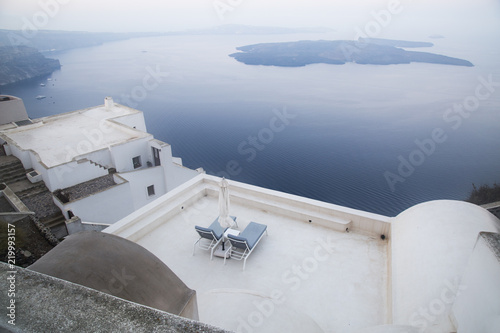 White architecture on Santorini island, Greece. Beautiful summer landscape, sea view. © Giannis