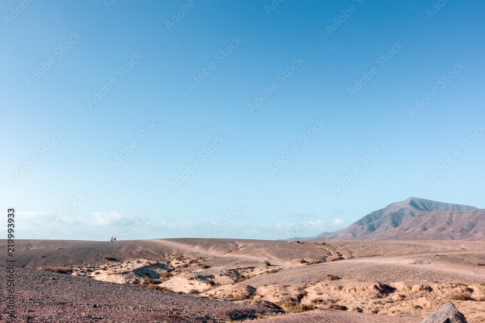 Landscape of volcanic desert of  Lanzarote, Spain