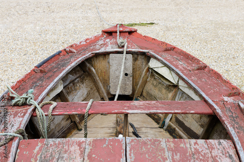 wooden fishing boat close-up