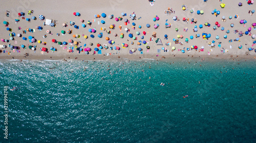 Aerial view of the sandy beach
