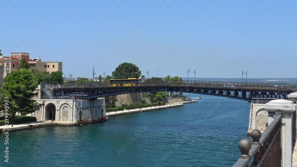 Italy, Taranto, view of the revolving bridge. Italy, Taranto, view of the revolving bridge.