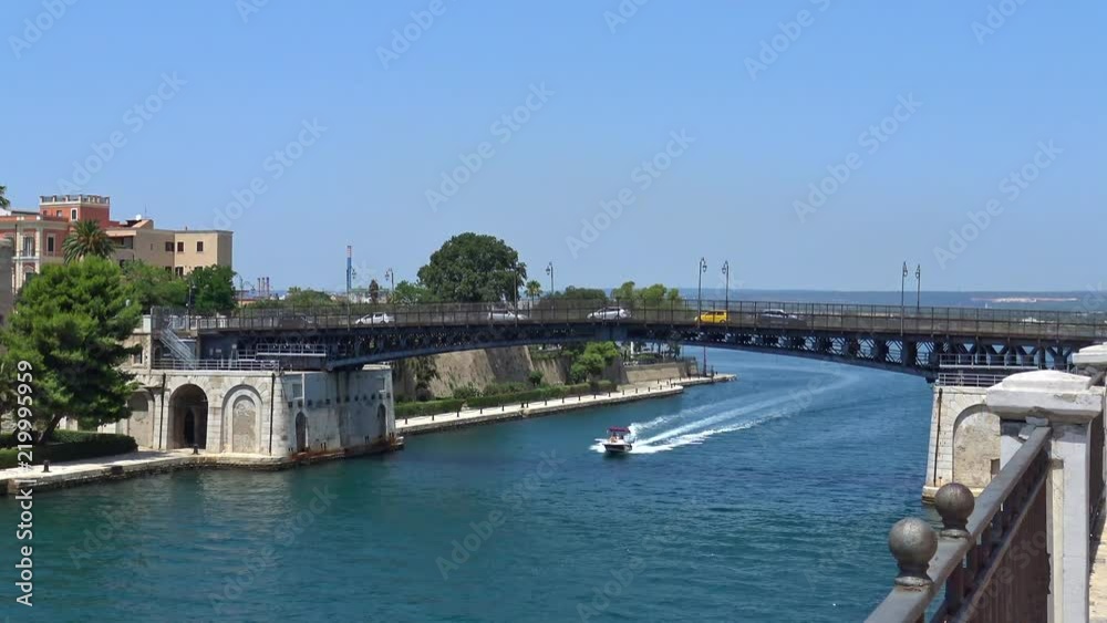 Italy, Taranto, view of the revolving bridge. Italy, Taranto, view of the revolving bridge.