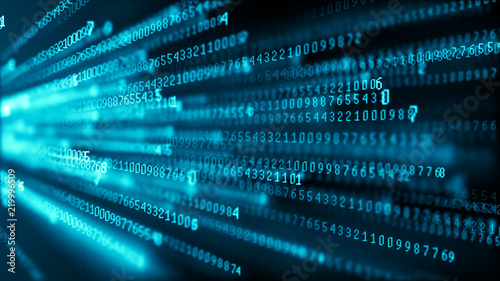 Data technology background. Big data visualization. Flow of data. Information code. Background in a matrix style. 4k rendering.