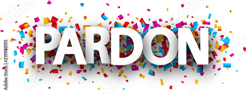 Sorry card with colorful confetti.