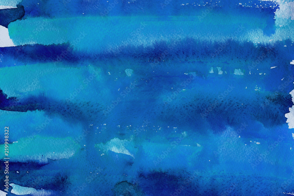 Obraz premium Colorful watercolor ombre leaks and splashes texture on white watercolor paper background. Natural organic shapes and design.