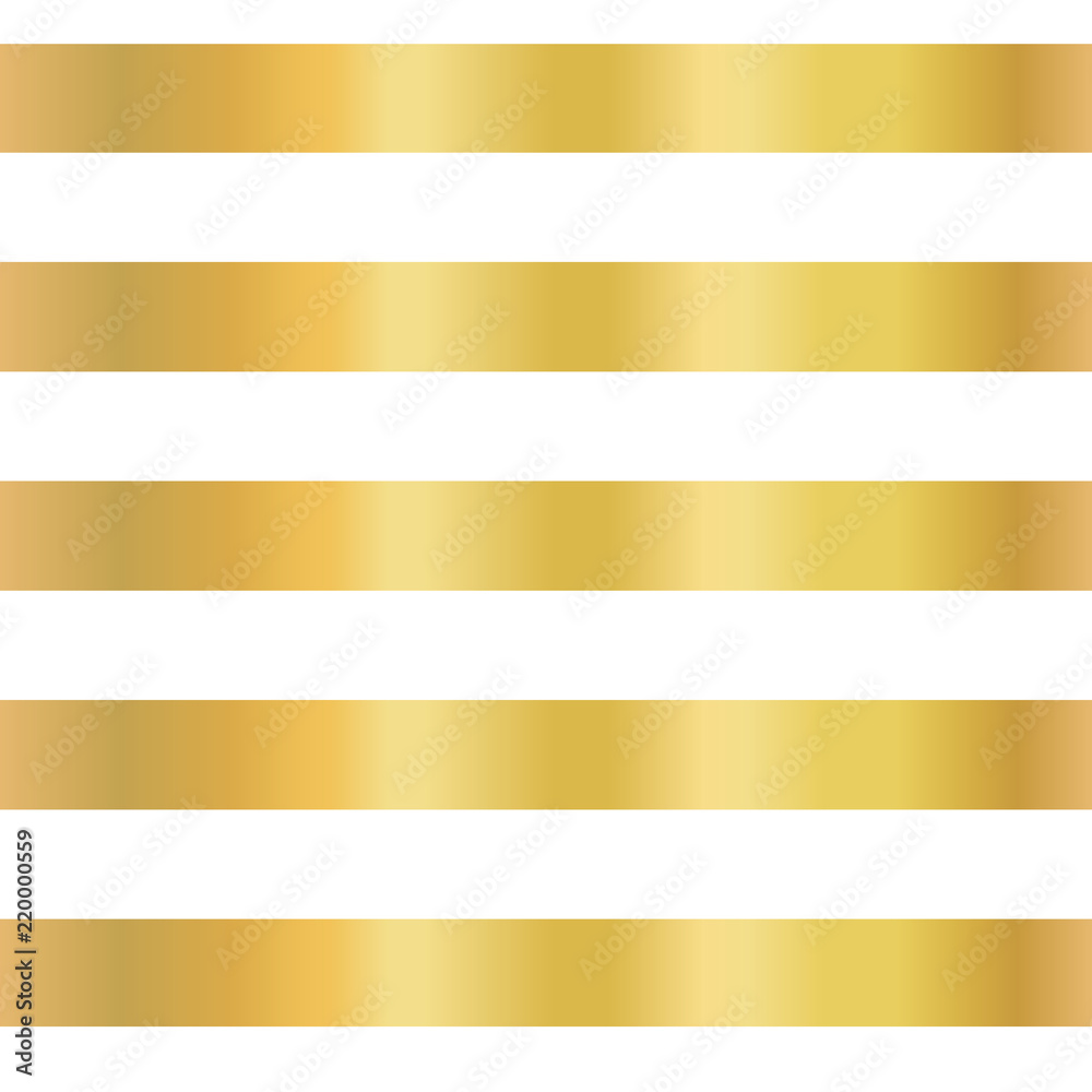 Gold foil stripe seamless vector background. Horizontal gold lines on