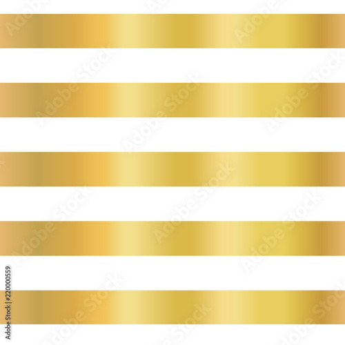 Gold foil stripe seamless vector background. Horizontal gold lines on white pattern. Elegant, simple, luxurious design for wallpaper, scrap booking, banner, wedding, party invite, birthday celebration