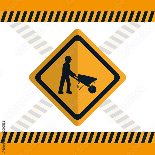Construction road sign