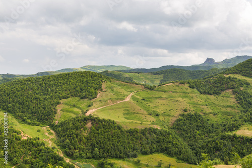 Gravel road in the Albanian mountains nearby Ohrid Lake.