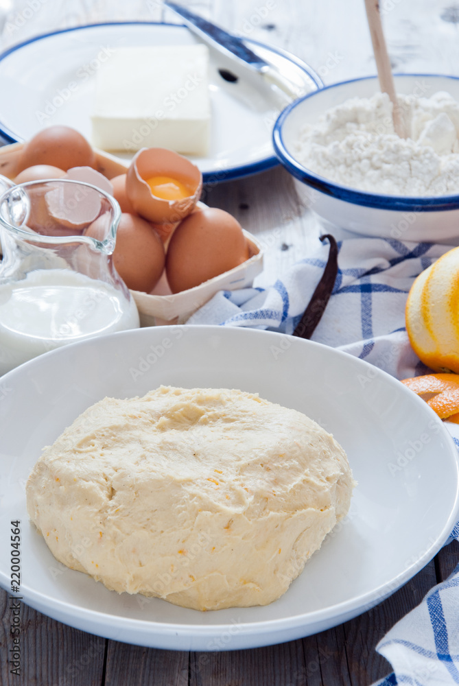 Raw Brioche Dough with Vanilla and Orange zest Raw Brioche Dough with Vanilla and Orange zest