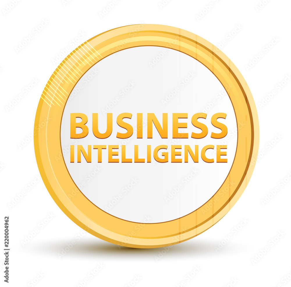 Business Intelligence gold round button Business Intelligence gold round button