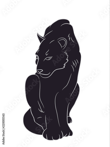 silhouette of a panther that sits, vector