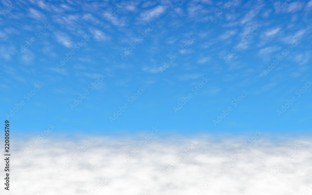 Blue sky background with white clouds. Cumulus white clouds in the clear blue sky in the morning. 3D illustration Blue sky background with white clouds. Cumulus white clouds in the clear blue sky in the morning. 3D illustration