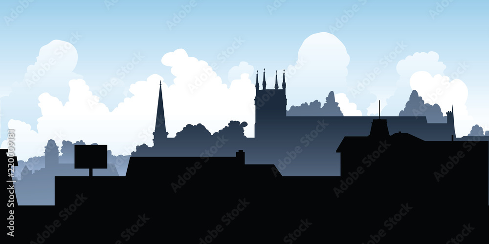 Skyline silhouette of the town of Pembroke, Ontario, Canada.