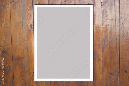 Dark brown vertical wood planks. Photo Frame Mock Up. Empty space for text design and message 