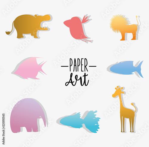 Set of paper art icons