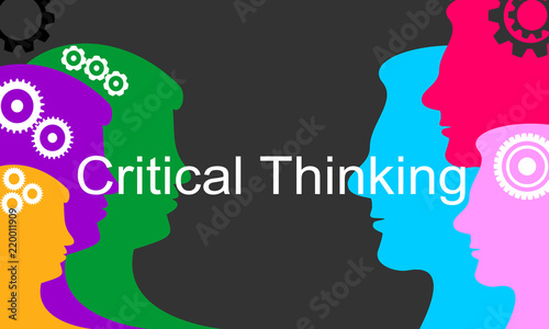 Critical thinking concept of creative solution. Brain storm problem solving. Business vector illustration.