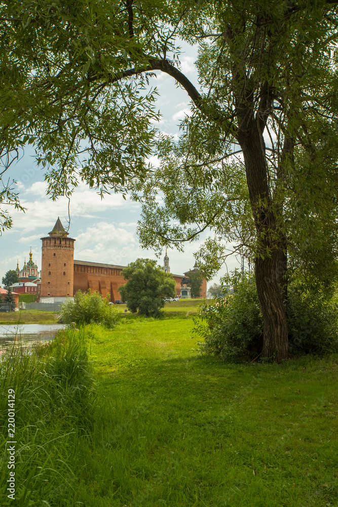 Kolomna, Russia. Beautiful Scenic View On Marinkina Of Tower Of Kolomna Kremlin In Summer.