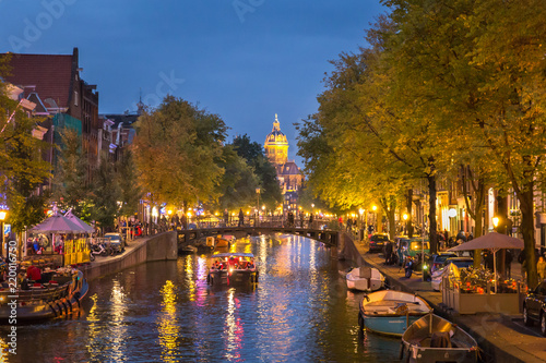 Beautiful View of Amsterdam in blue hour