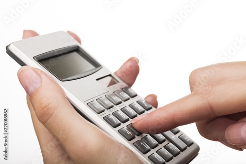 Wallpaper Mural Close-up of a Woman Using Calculator Torontodigital.ca