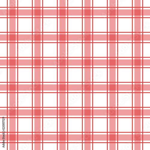 Seamless plaid, check pattern red and white. Design for wallpaper, fabric, textile, paper. Simple background