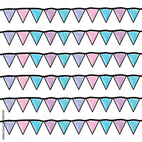 doodle triangle party flags decoration background
