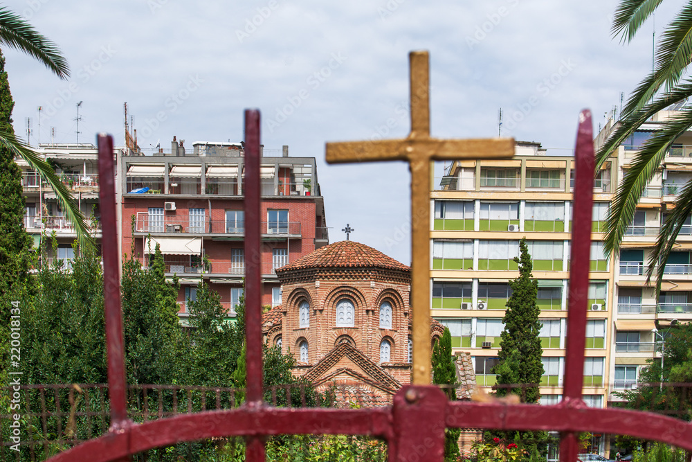 Fototapeta premium Thessaloniki, Greece - August 16, 2018: Panagia Chalkeon church, Thessaloniki, Greece. Panagia Chalkeon Church was founded in 1028. Thessaloniki.