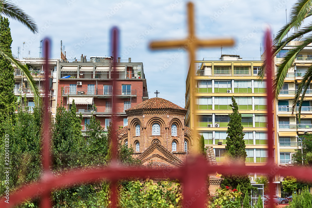 Fototapeta premium Thessaloniki, Greece - August 16, 2018: Panagia Chalkeon church, Thessaloniki, Greece. Panagia Chalkeon Church was founded in 1028. Thessaloniki.