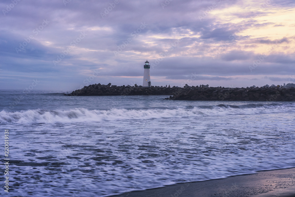 Sunrise above Santa Cruz Breakwater Lighthouse