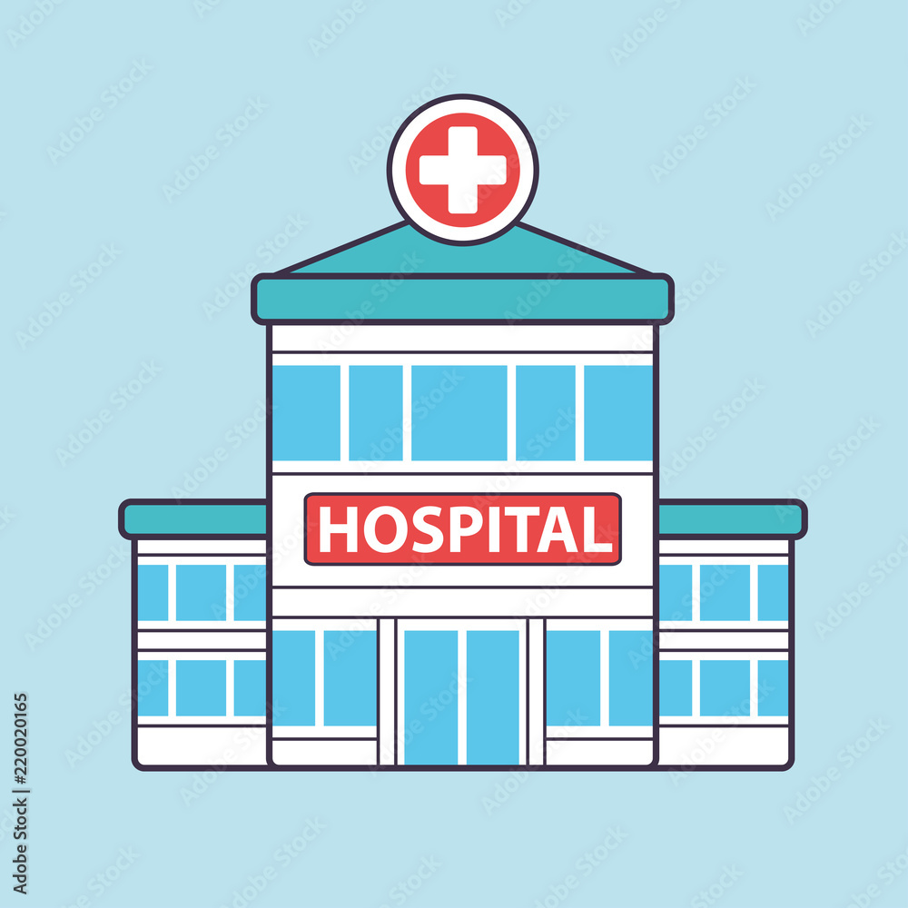 Hospital building vector icon. Hospital building vector icon.